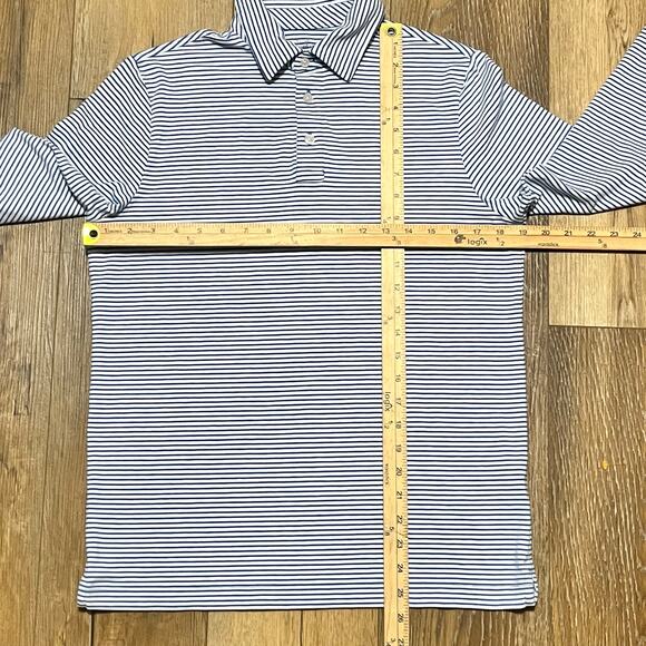 Vineyard Vines Edgartown Long Sleeve Polo Shirt Pima Cotton L Blue Striped Whale - Picture 5 of 5
